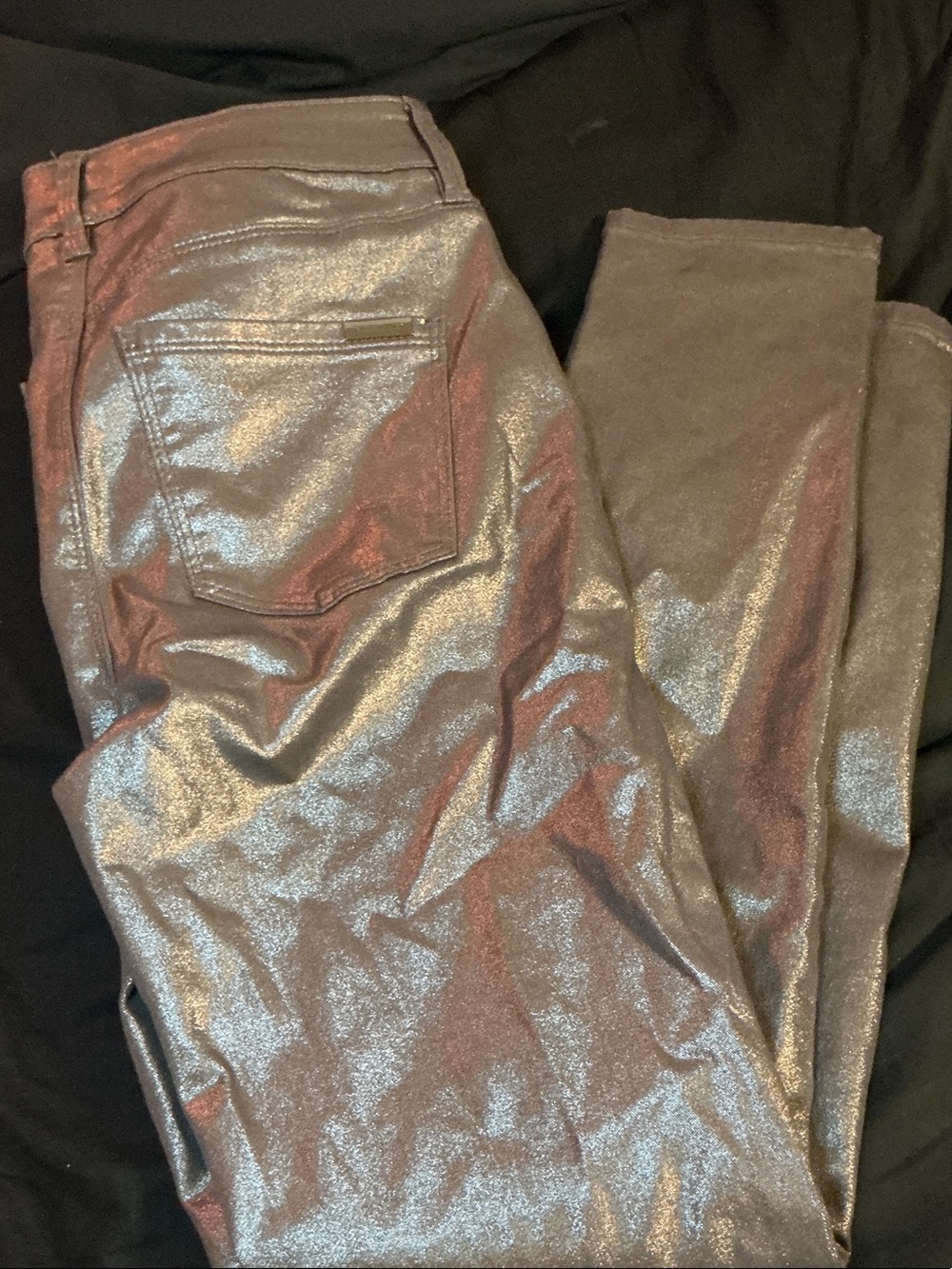 White House Black Market Metallic Silver Skinny Jeans
